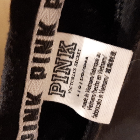 Women's Size L Victoria's Secret Pink Black Sweatshirt White Pink On The Back - Picture 2 of 7